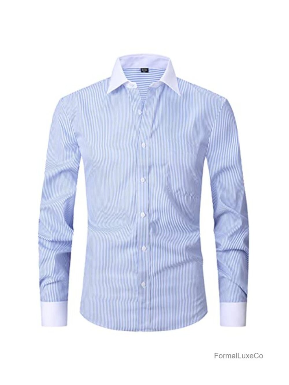 Mens French Cuff Dress Shirt Regular Fit Cotton Spandex Button Down Long Sleeve
